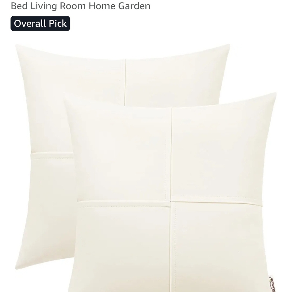 Brawarm Elegant Cream Faux Leather 18x18 Throw Pillow Cover Set